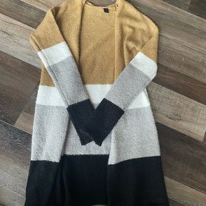 Buckle Color Block Striped Cardigan